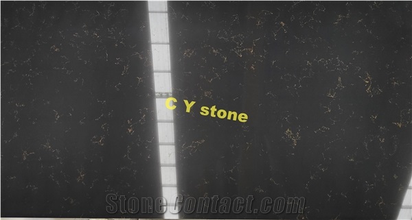 Quartz Artificial Black Clour Stone Slabs For Wall Villa