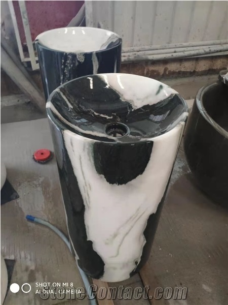 China Panda White Black Marble  Fashion Stone Bathtub