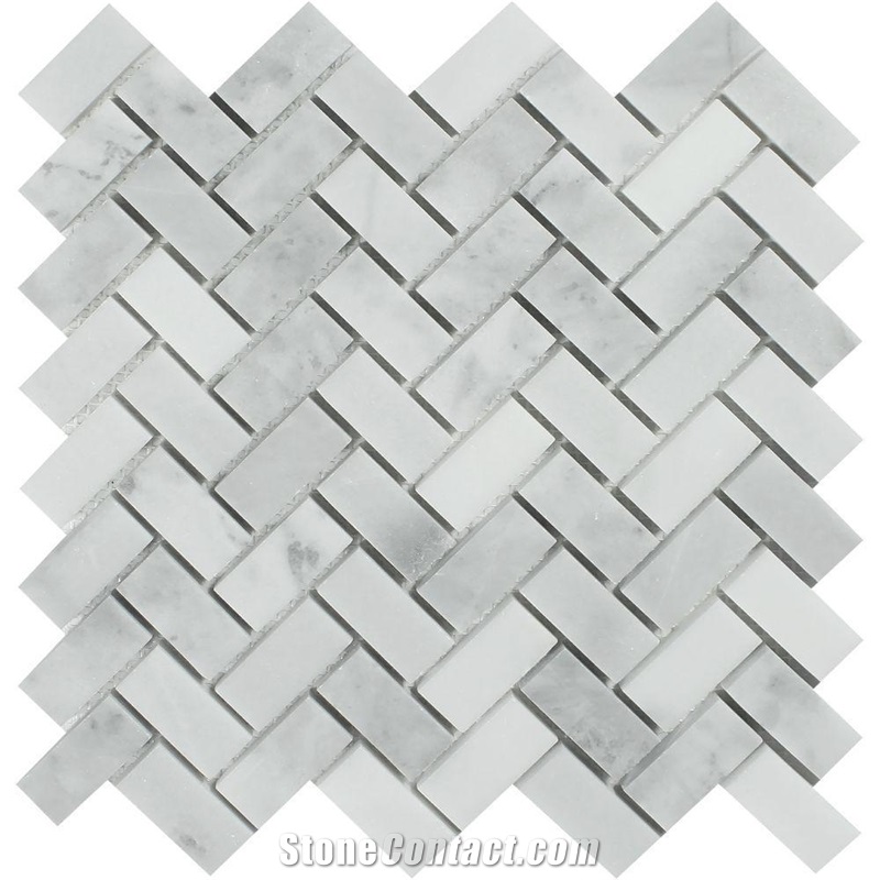 Cloudy White Mosaic Grey White Waterjet Tile Polished