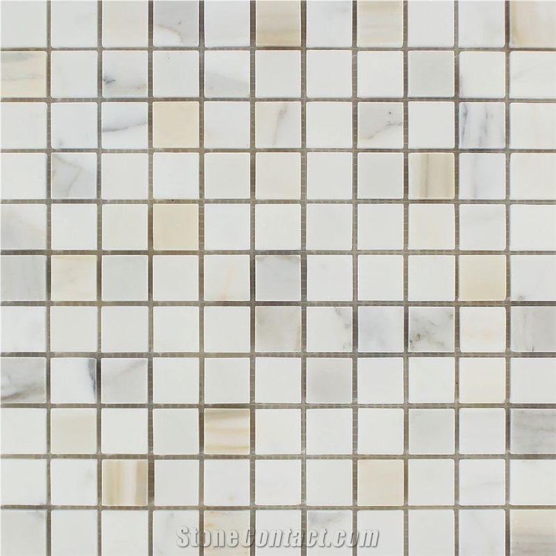 Golden Calacatta Mosaic Tile Cut To Size Polish Tumbled