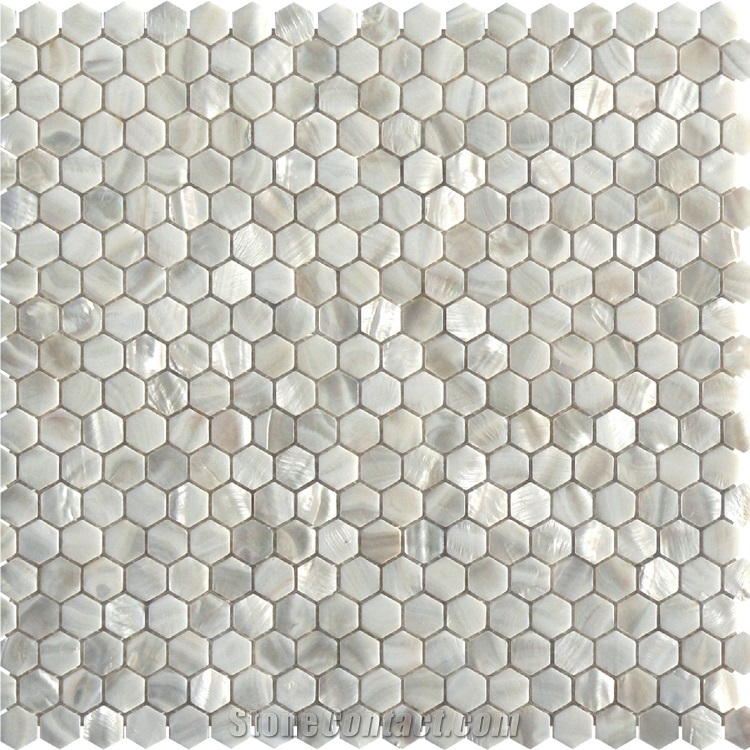 Mother Of Pearl Mosaic Tile Shell White Colorful Gold Splash