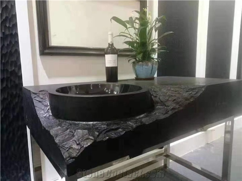 Taishan Black Granite Bathroom Countertop