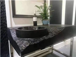 Taishan Black Granite Bathroom Countertop