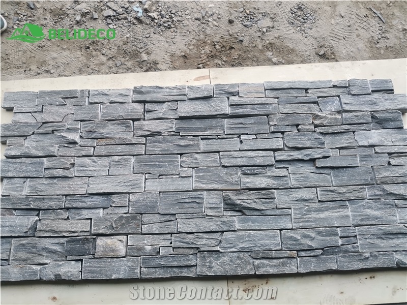 China Black Slate Ledger Panel 20X55CM Interlock Stone