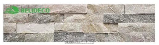 Gloden Beige Slate Rock Faced Stacked Feature With Corners