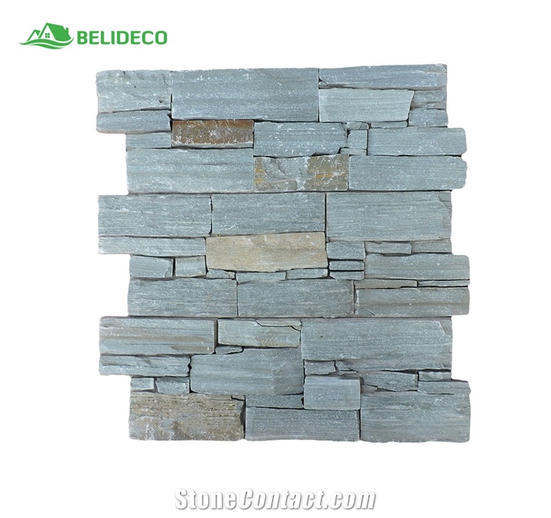 Green Quartzite Cement Wall Stone Panel Ledge Stone Veneer