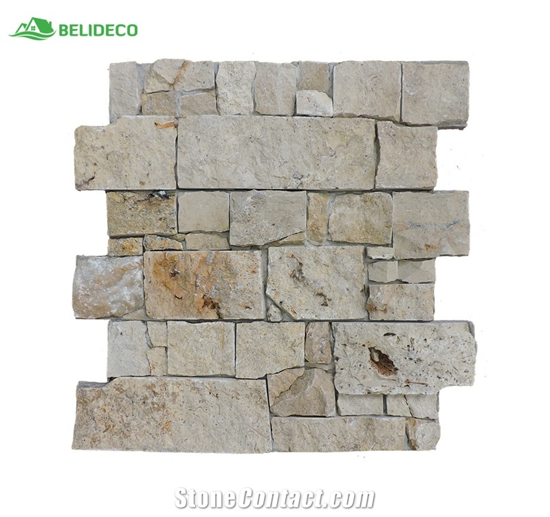 Natural Travertine Stone Panel Cladding Veneer Ledge Stone