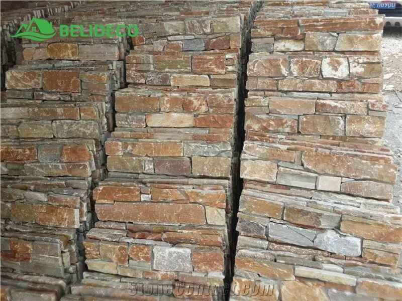 P014 Slate Rock Face Stacked Wall Stone,Slipt Face Cladding