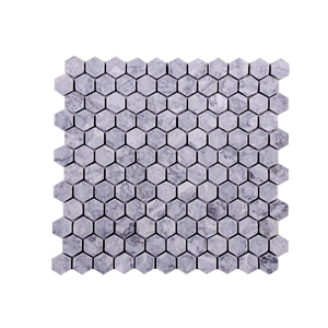 Mugla Silver Marble 1'' Hexagon Tumbled Marble Mosaic Tile