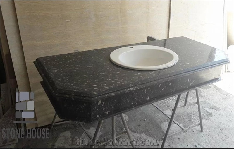 Aswan Black Granite Bathroom Countertop, Vanity Top