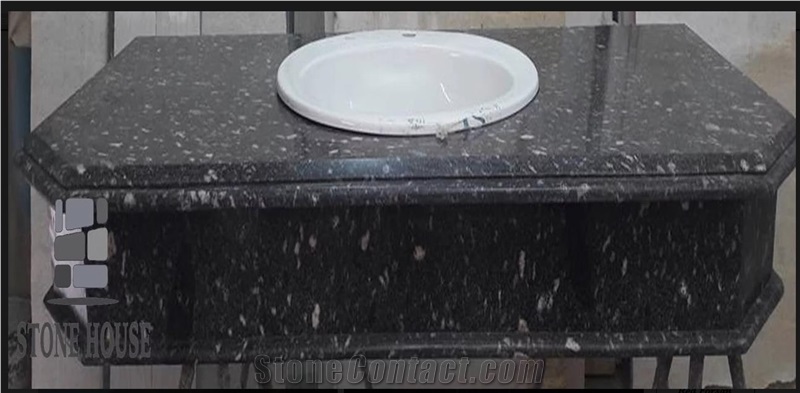 Aswan Black Granite Bathroom Countertop, Vanity Top