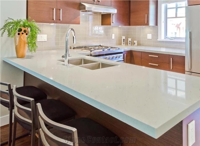 Cream Marfil Quartz Stone For Kitchen Countertop