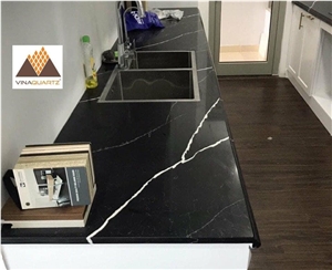 Nero Marquina Quartz Stone Kitchen Countertop