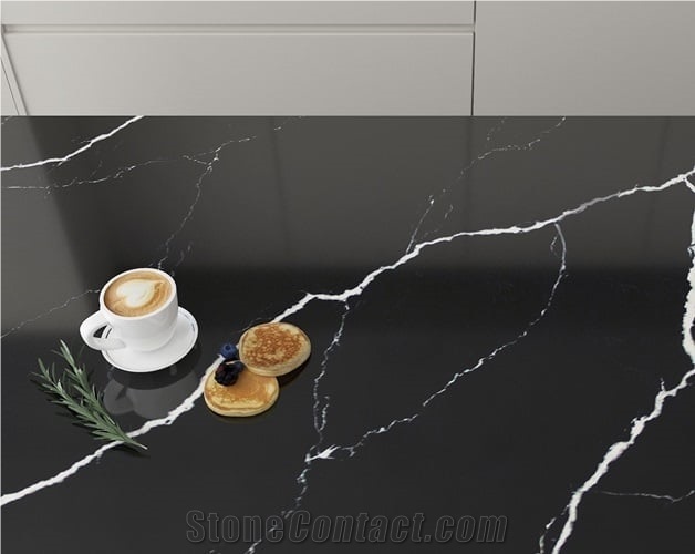 Nero Marquina Quartz Stone Kitchen Countertop
