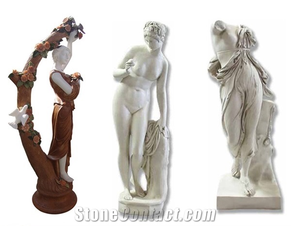 Artist Abstract Exterior Pure White Marble Statues