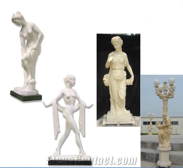 Artist Abstract Exterior Pure White Marble Statues