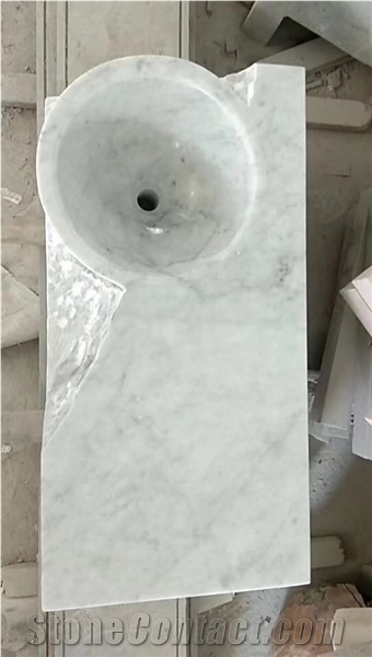 Bathroom White Carrara Marble Custom Wash Basin