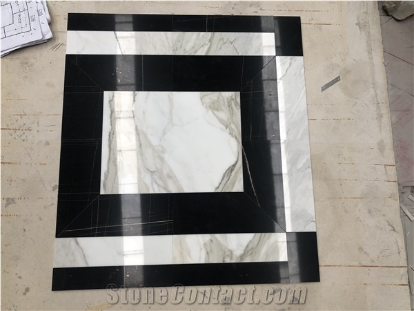 Calacatta Borghini & Noir St Laurent Gold Marble Waterjet