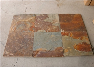 Chinese Cheap Yellow Rusty Multicolor Slate Tiles