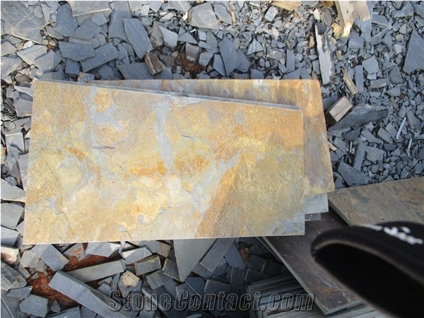 Chinese Cheap Yellow Rusty Multicolor Slate Tiles