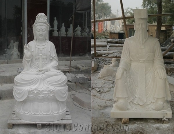 Hand Carved  White Marble Human Sculpture Statue