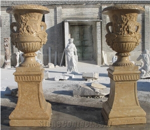 Henan Beige Yellow Limestone Flower Planters