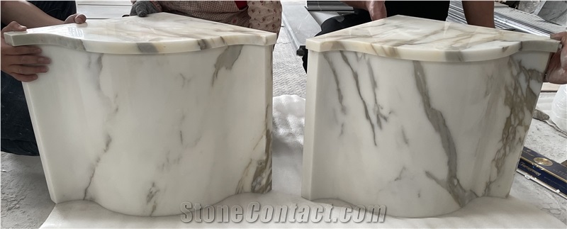 Luxury Home Shower Stool Calacatta Oro Marble Bench Seat