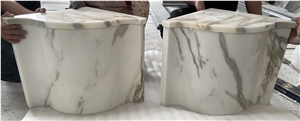 Luxury Home Shower Stool Calacatta Oro Marble Bench Seat