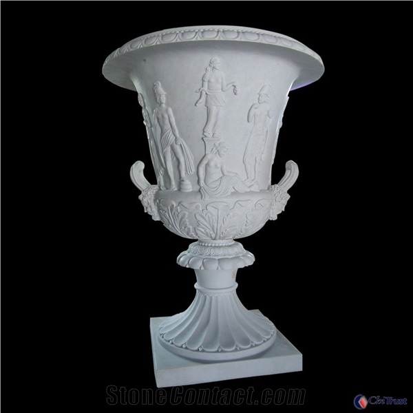 Marble Flower Vase Large Planter Pots With Lady Statue