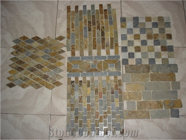 Mixed Color Slate Mosaic China Factory Wholesale