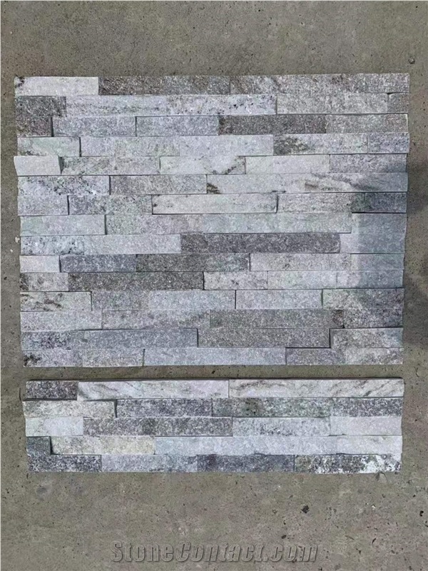 Pure White Quartz Stone Chiseled Wall  Stacked Stone Veneer