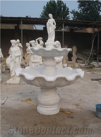 Square Shaped Handcraft Carving Marble Garden Fountains
