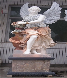 Stone Carved Victory Winged Angel Lady Figure Statues