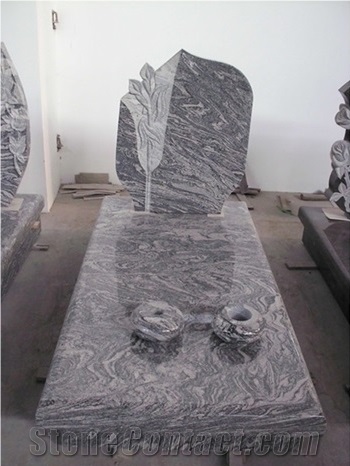 Western Style Carving Craft Dark Grey Granite Monument
