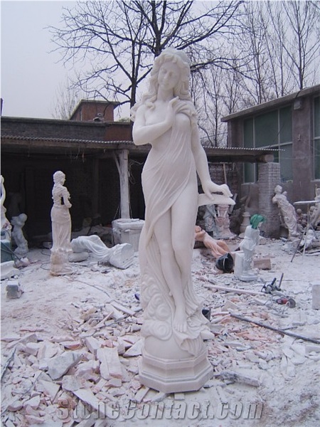 White Human Sculpture, White Angel Sculpture, White Woman