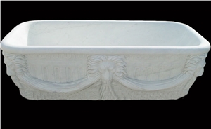 White Marble Bathroom Freestanding Bathtub For Hotel