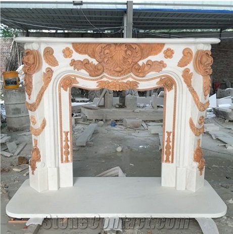 White Marble Fireplace Mantel,Sculpture Marble Fireplace