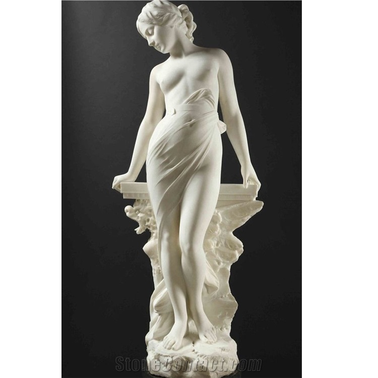 Wholesale Life Size  White Marble Human Sculpture With Wings