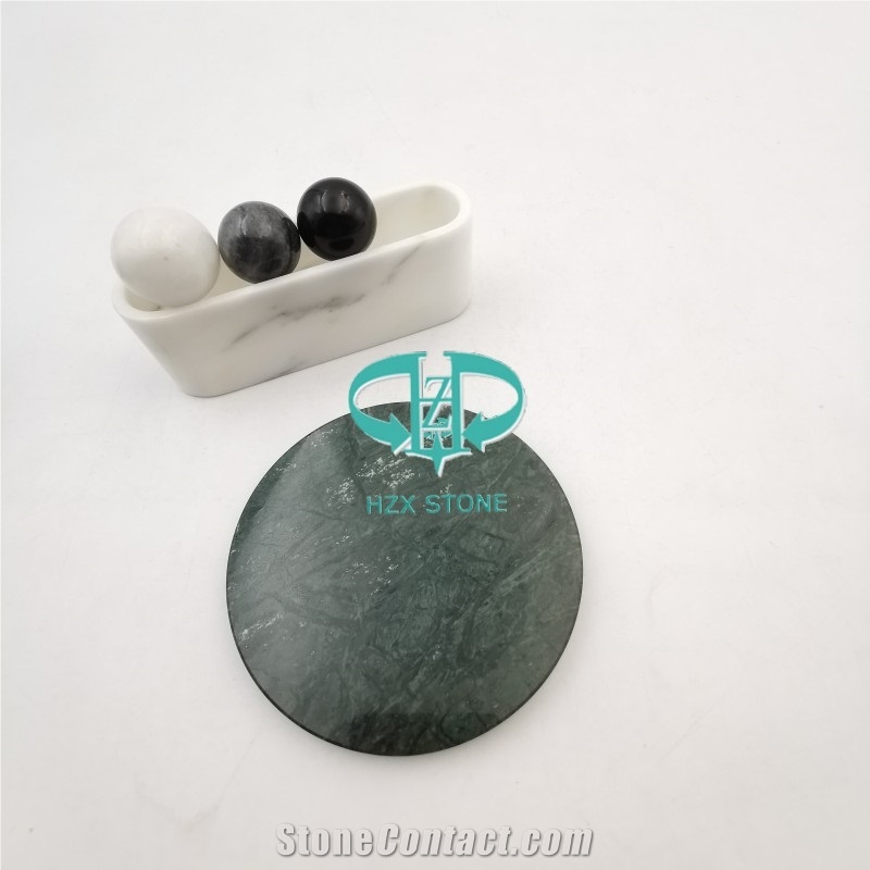 Dark Green Marble Stone Drink Coaster