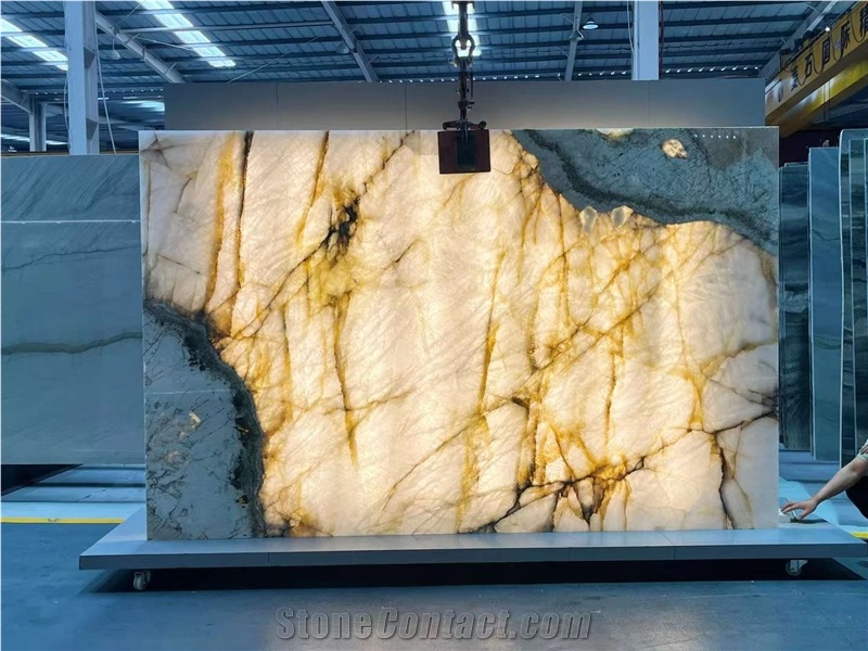 Luxury Natural Patagonia Quartzite Slabs Super Big Crystal