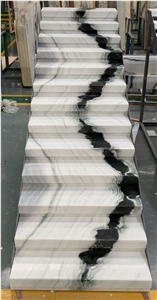 Panda White Marble Steps Treads And Risers Interior Decor