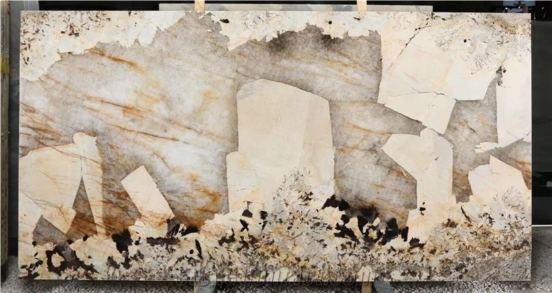 Patagonia Exotic Transmitting Gold Brown Quartzite Slab Tile