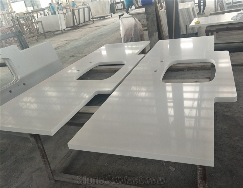 Wholesale Pure White Artificial Quartz Countertop Bench Tops