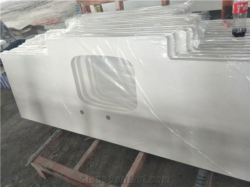 Wholesale Pure White Artificial Quartz Countertop Bench Tops