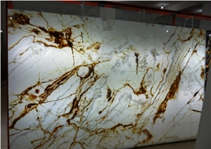 Transparent Bookmatched White Onyx Stone Thin Panel