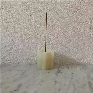 Natural Stone Onyx Green Incense Holder Jar For Home Decor