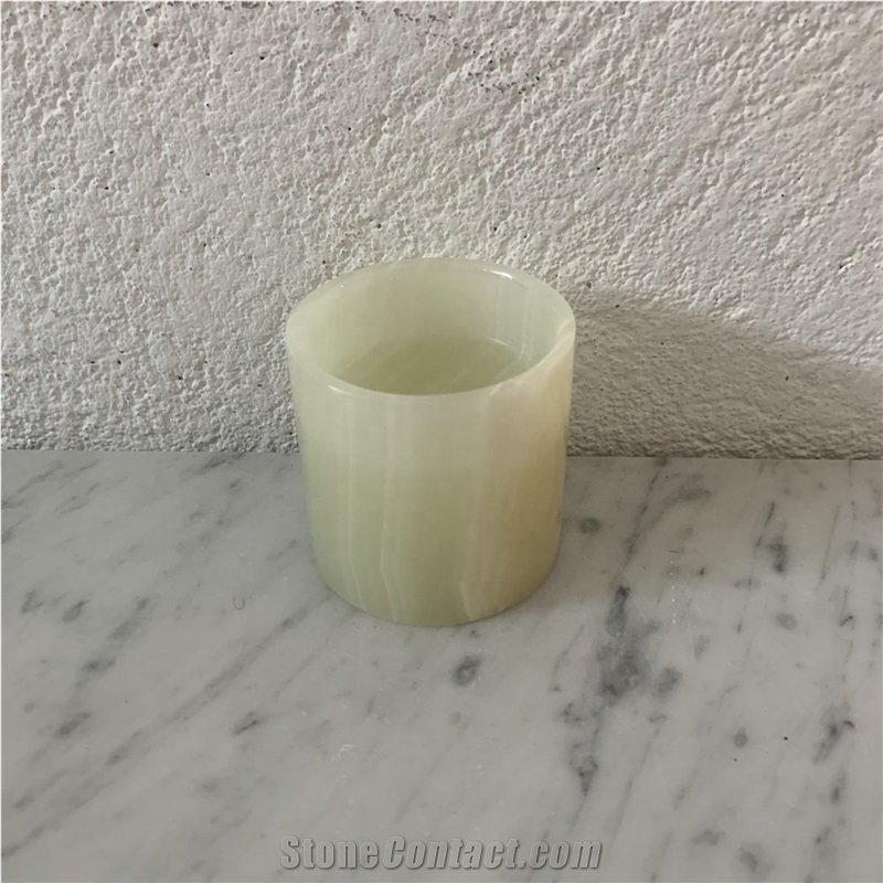 Natural Stone Onyx Green Incense Holder Jar For Home Decor