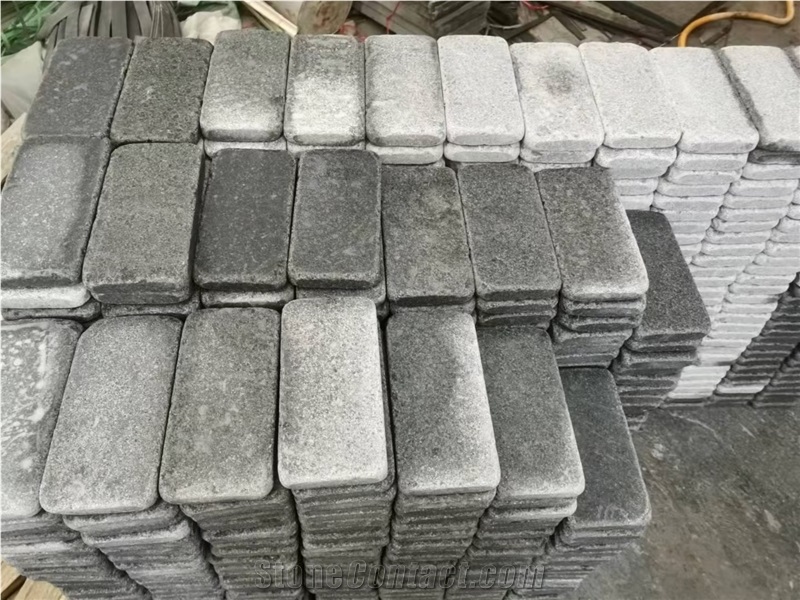 Chinese Dark Grey Tumbled G654 Granite Cobble Stone