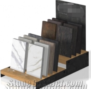 Tile Sample Display Stand With Slot Laminated Wooden Shelf
