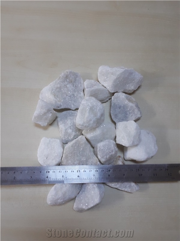 White Calcite Rock Stone Pebbles, Flouray Pure White Crushed Stone